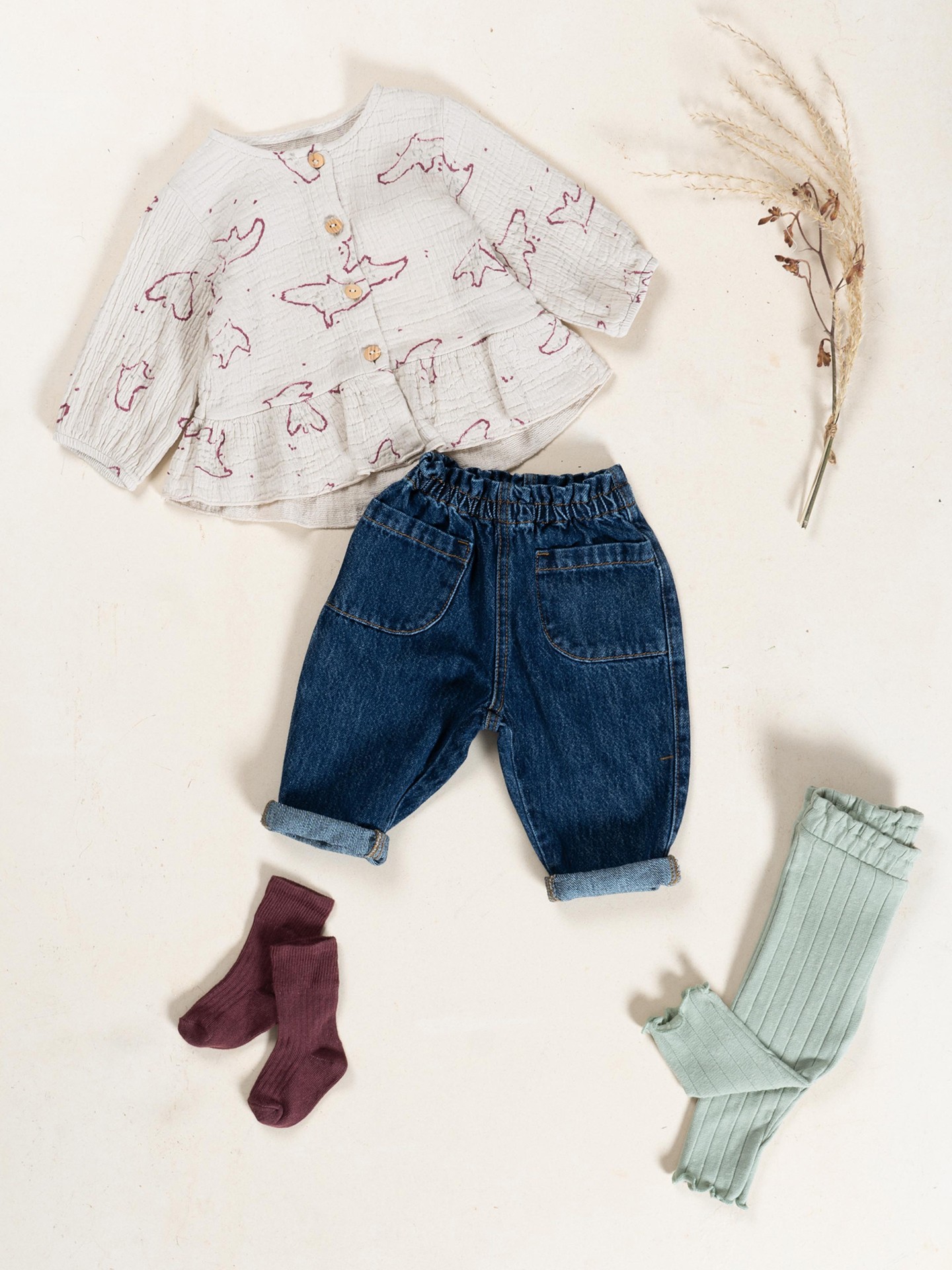 Leggings côtelés en coton recyclé et polyester