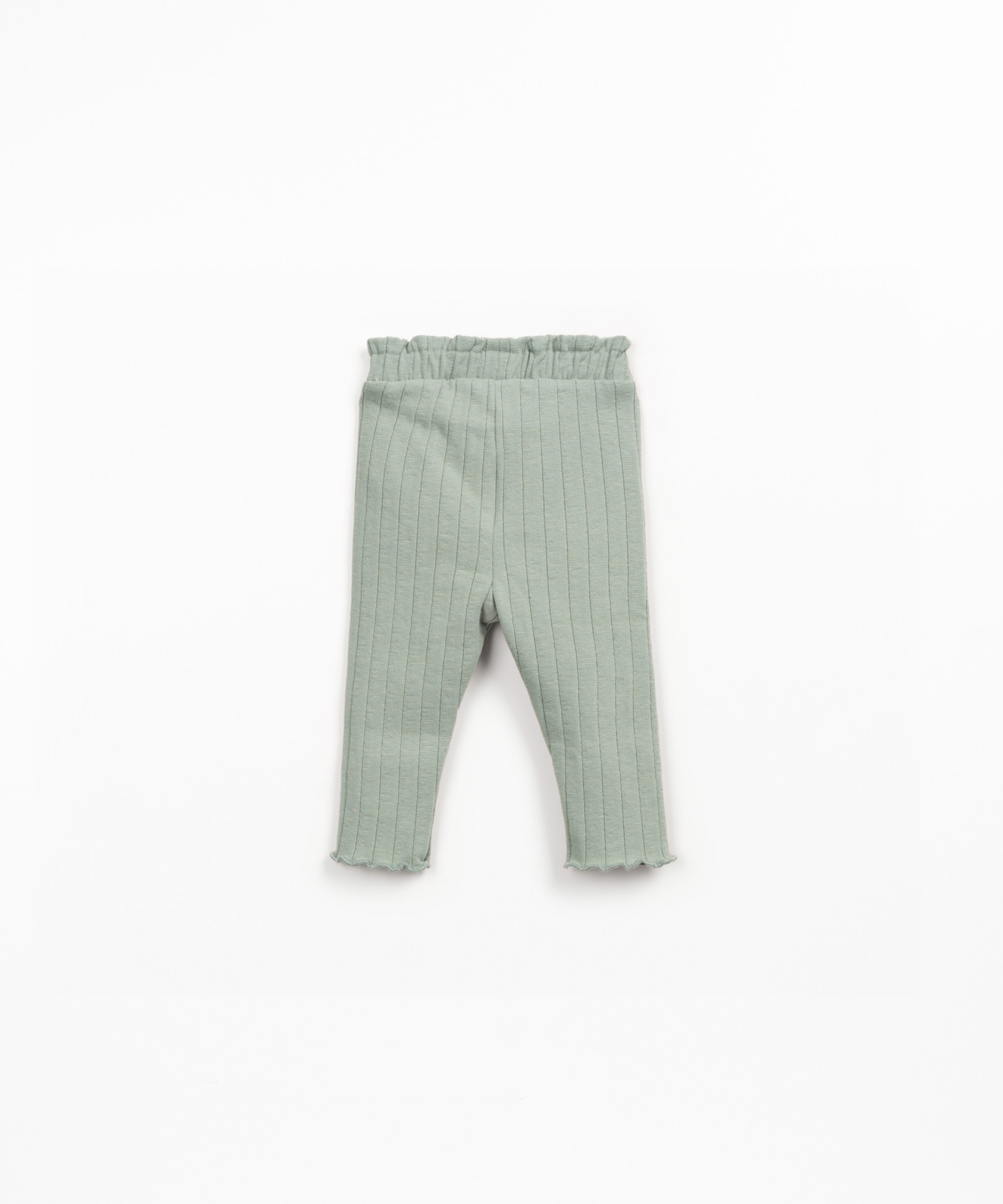 Ribbed knit leggings in recycled cotton and polyester