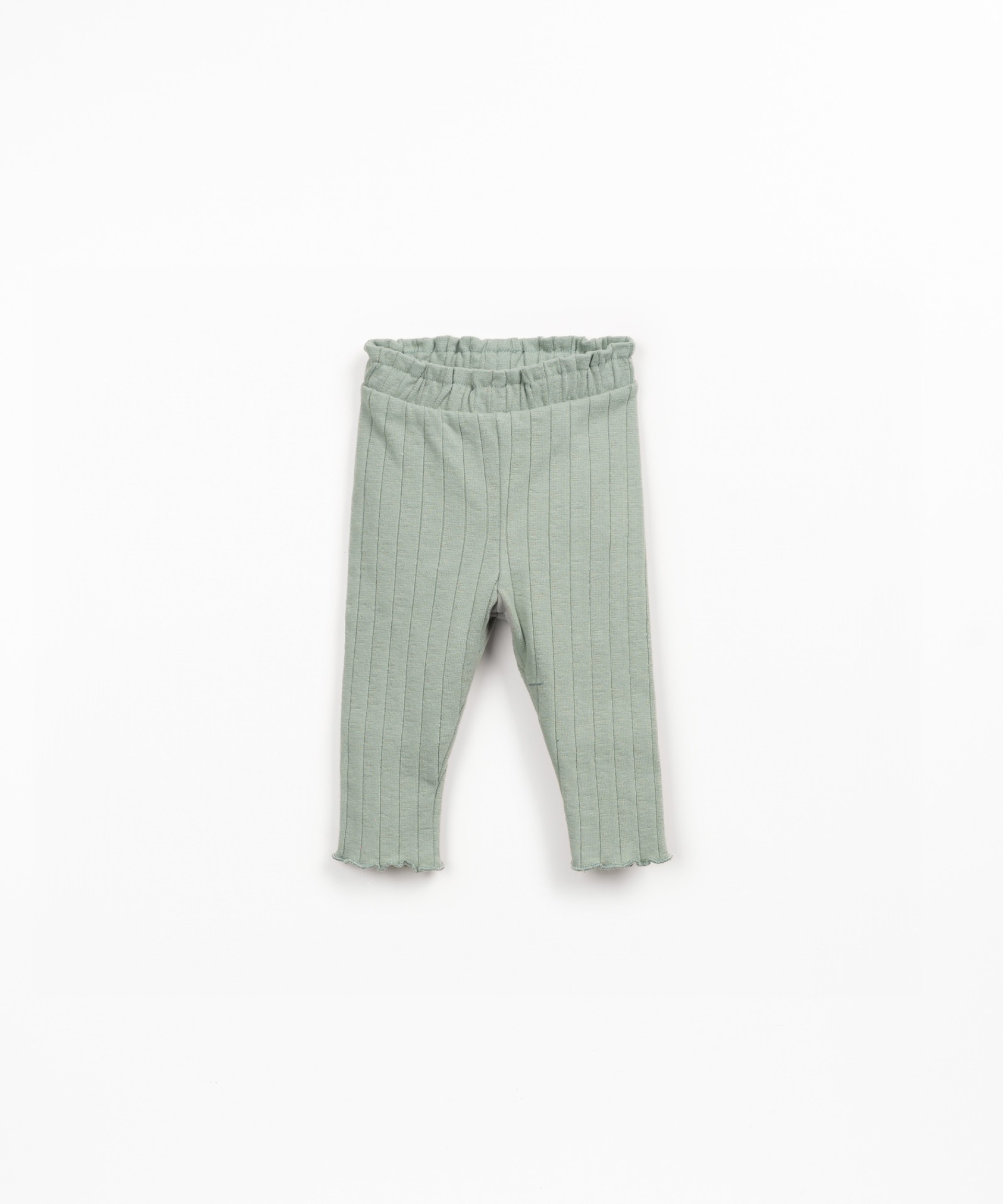 Ribbed knit leggings in recycled cotton and polyester