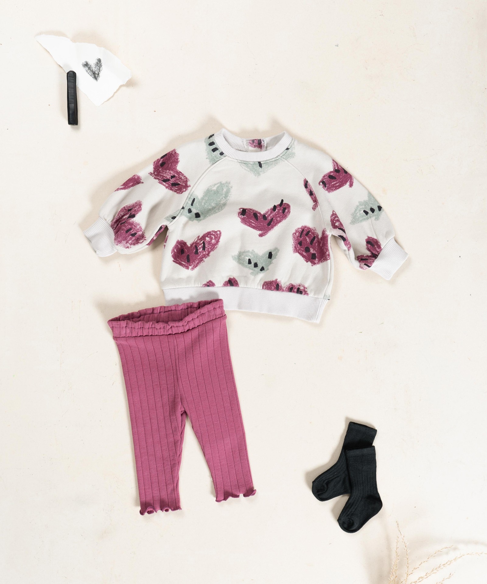 Ribbed leggings with recycled cotton and polyester