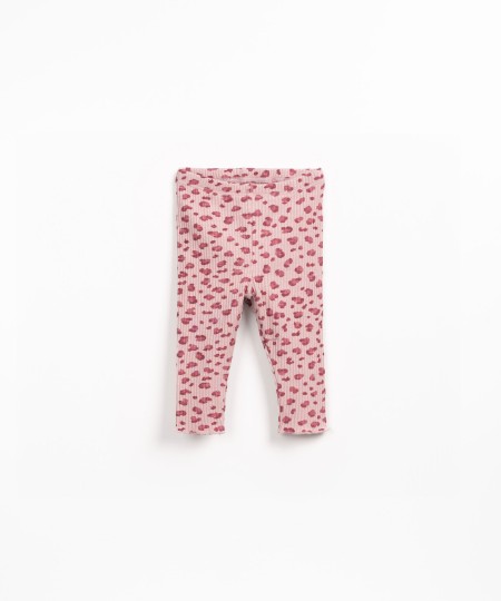 Leggings in jersey a costine con stampa