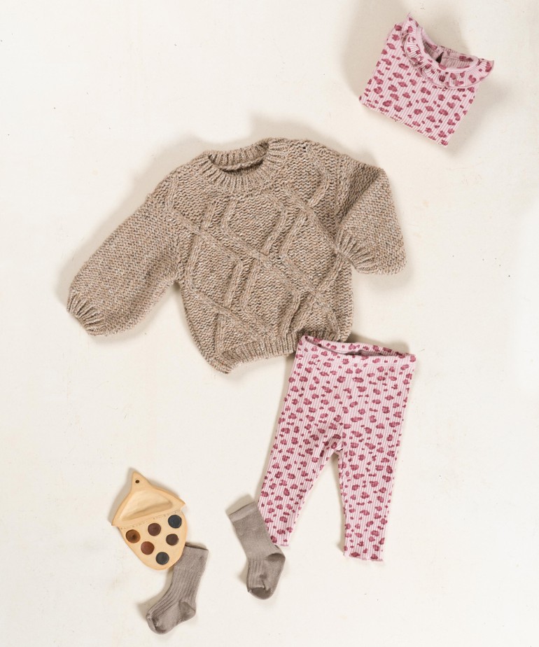 Ribbed jersey leggings with print