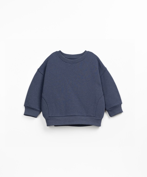 Sweatshirt in cotton blend, recycled cotton and recycled polyester