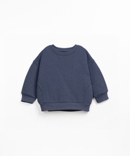 Sweatshirt in cotton blend, recycled cotton and recycled polyester