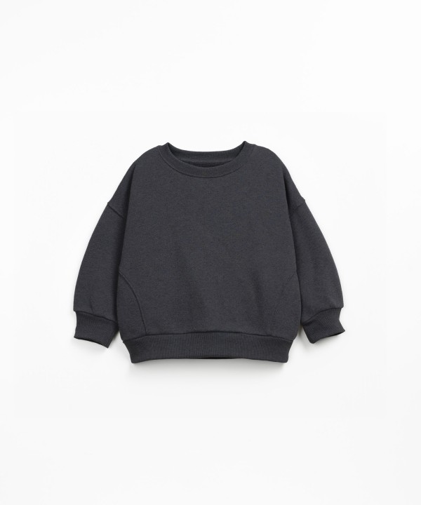 Sweatshirt in cotton blend, recycled cotton and recycled polyester