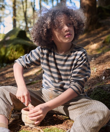 Long-sleeved striped T-shirt