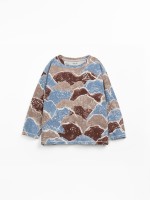 T-shirt in a blend of organic cotton and recycled cotton with mountain print