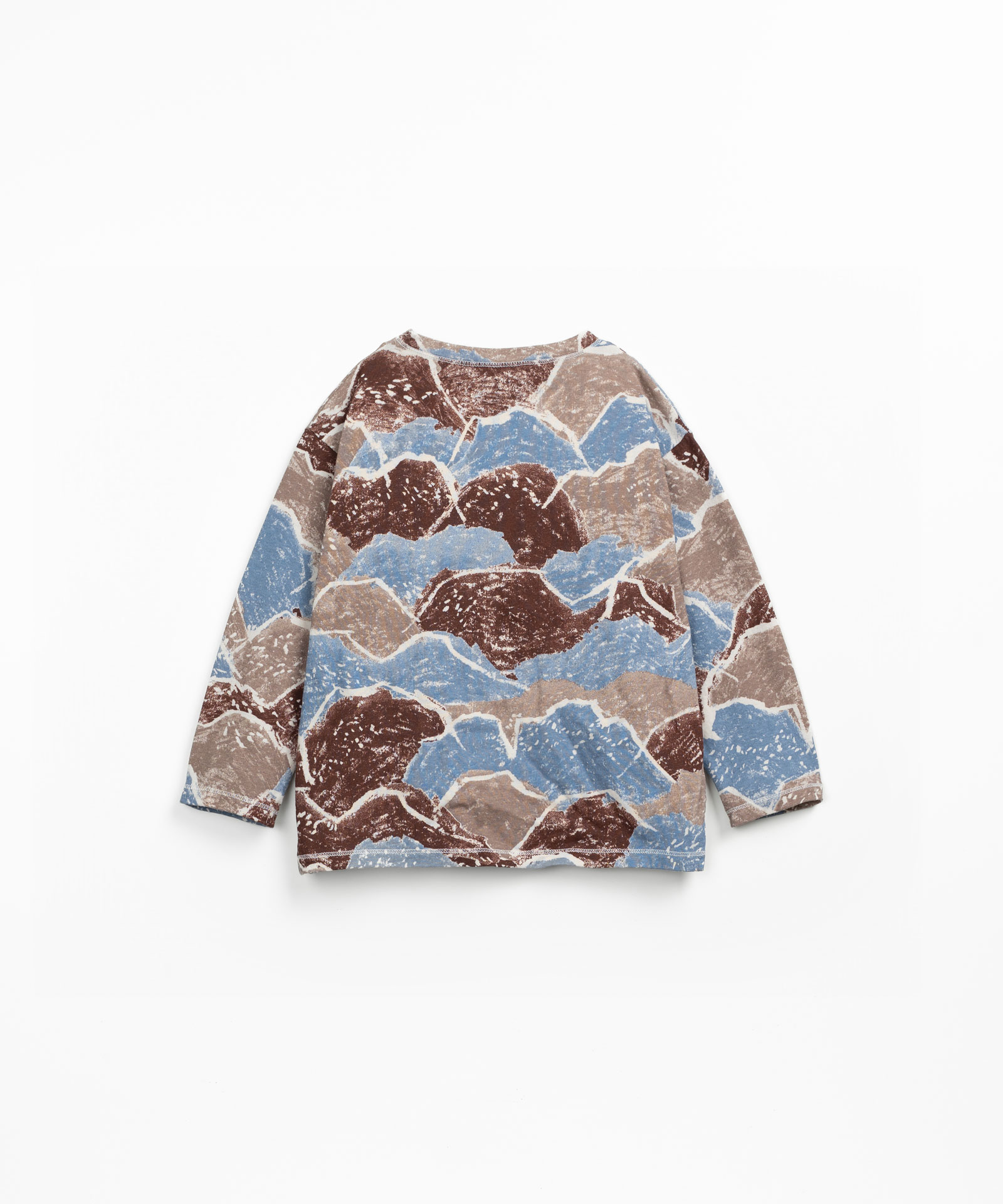 T-shirt em mistura de algodão orgânico e algodão reciclado com estampado de montanhas