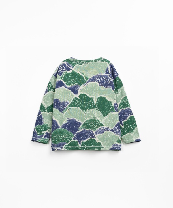 T-shirt in a blend of organic cotton and recycled cotton with mountain print