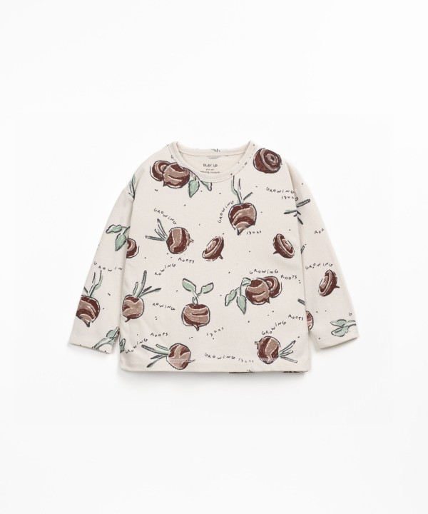 Jersey t-shirt with beetroot print