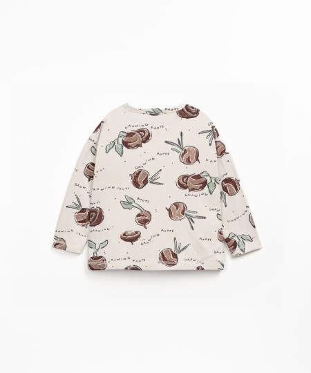 T-shirt in maglia con stampa di barbabietole