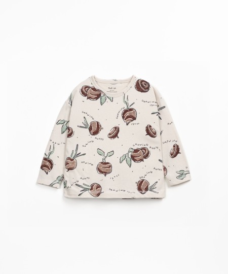 T-shirt in maglia con stampa di barbabietole