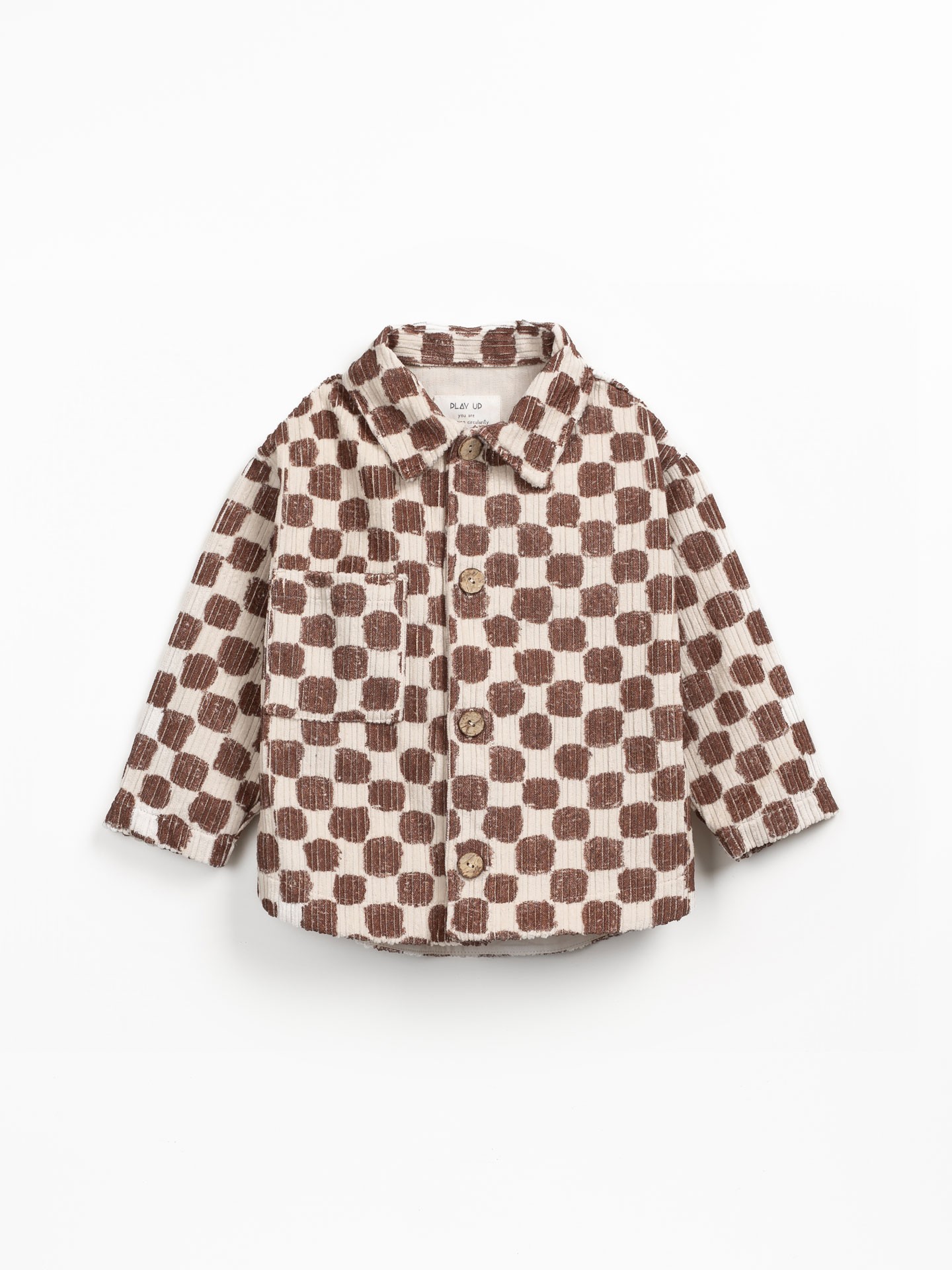 Camicia in velluto a coste con apertura con bottoni in cocco