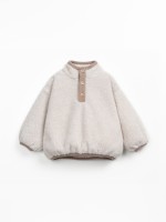 Fur sweatshirt with front opening