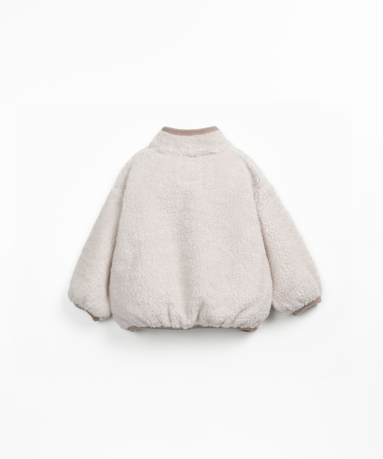 Fur sweatshirt with front opening