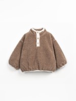 Pile sweatshirt with front opening