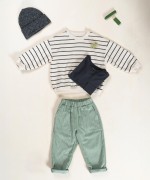 Striped knit sweater with cuffs