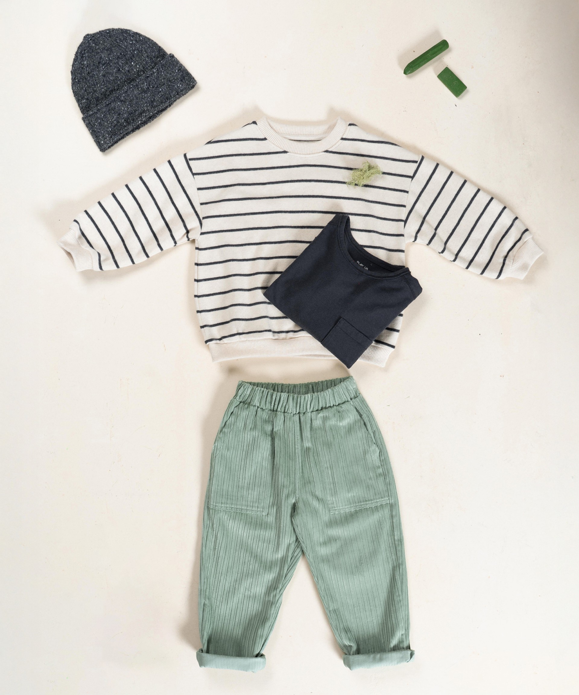 Striped knit sweater with cuffs