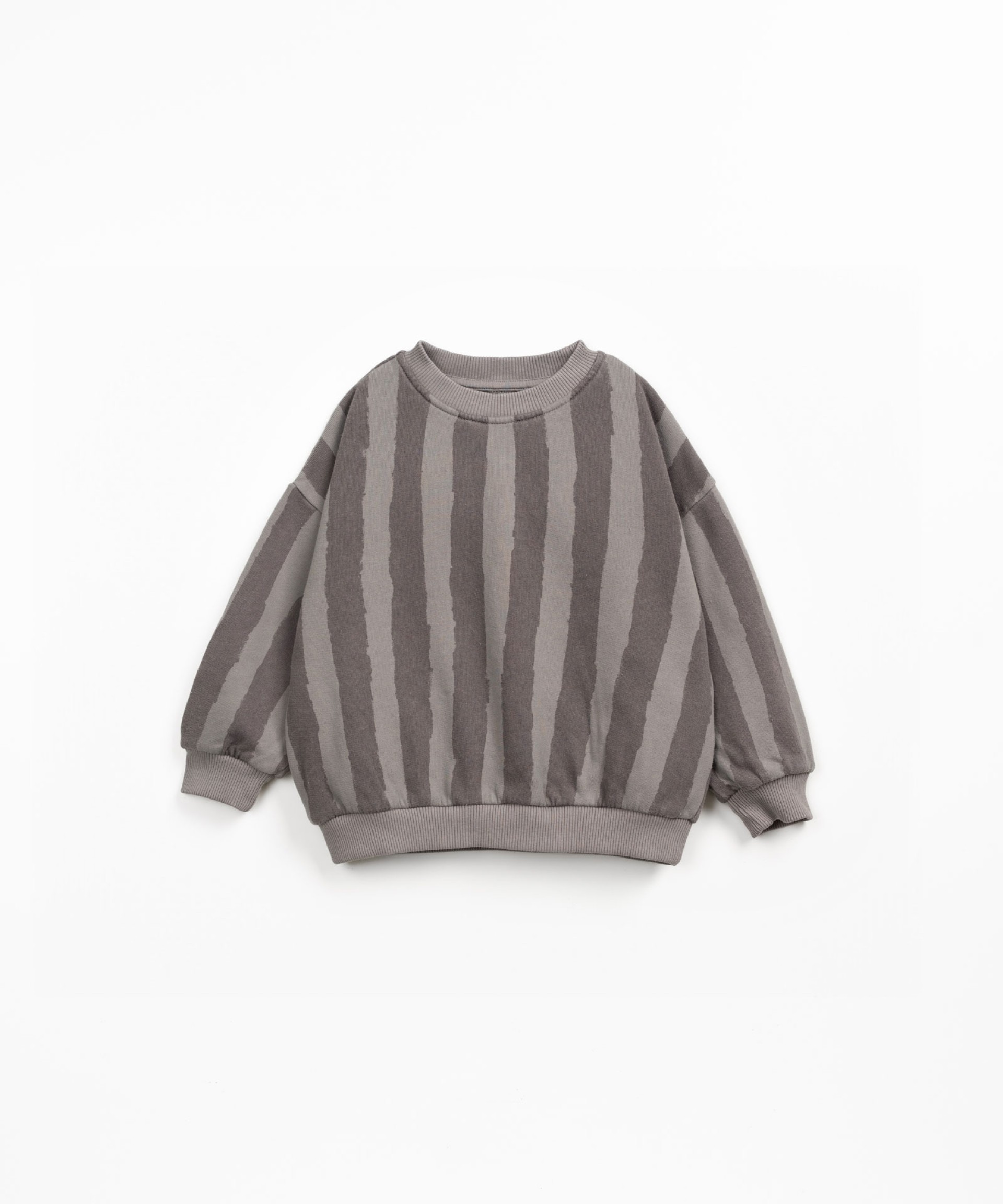 Knitted sweater with stripe print