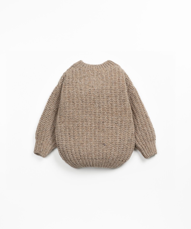 Knitted sweater in recycled wool, wool and viscose blend