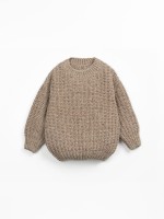 Knitted sweater in recycled wool, wool and viscose blend