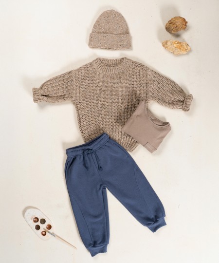 Pull en maille mélangée laine recyclée, laine et viscose