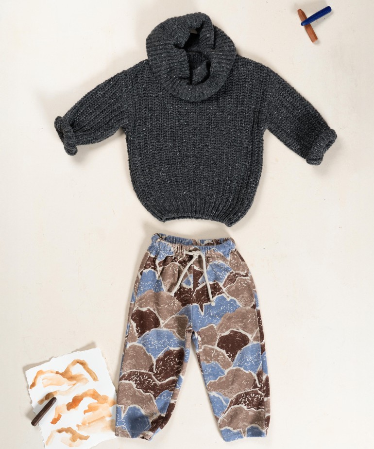 Pull en maille tricote avec mlange de laine recycle, laine et viscose