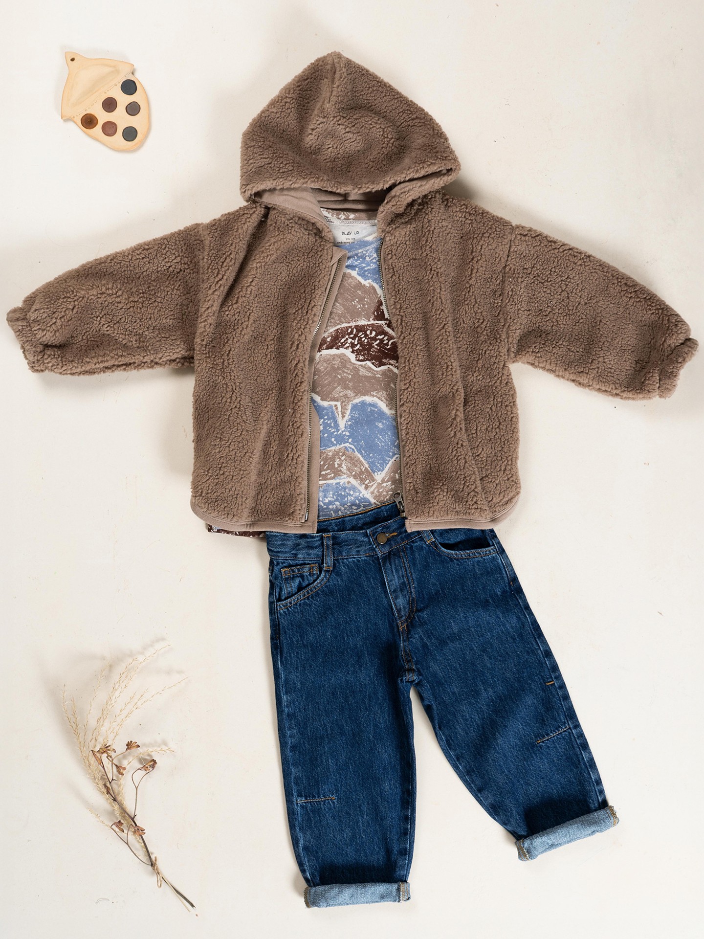 Coat with jersey lining in mixture of organic cotton and recycled cotton