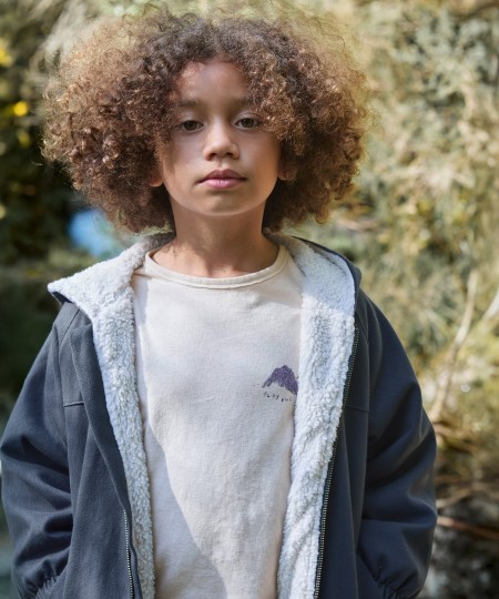 Jacket with fur lining in organic cotton