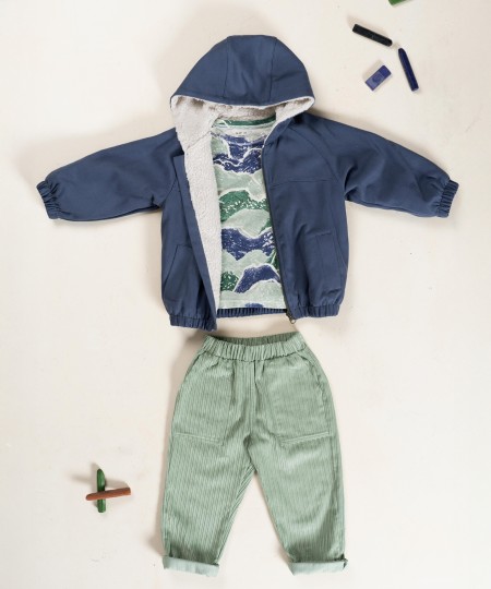 Jacket with fur lining in organic cotton