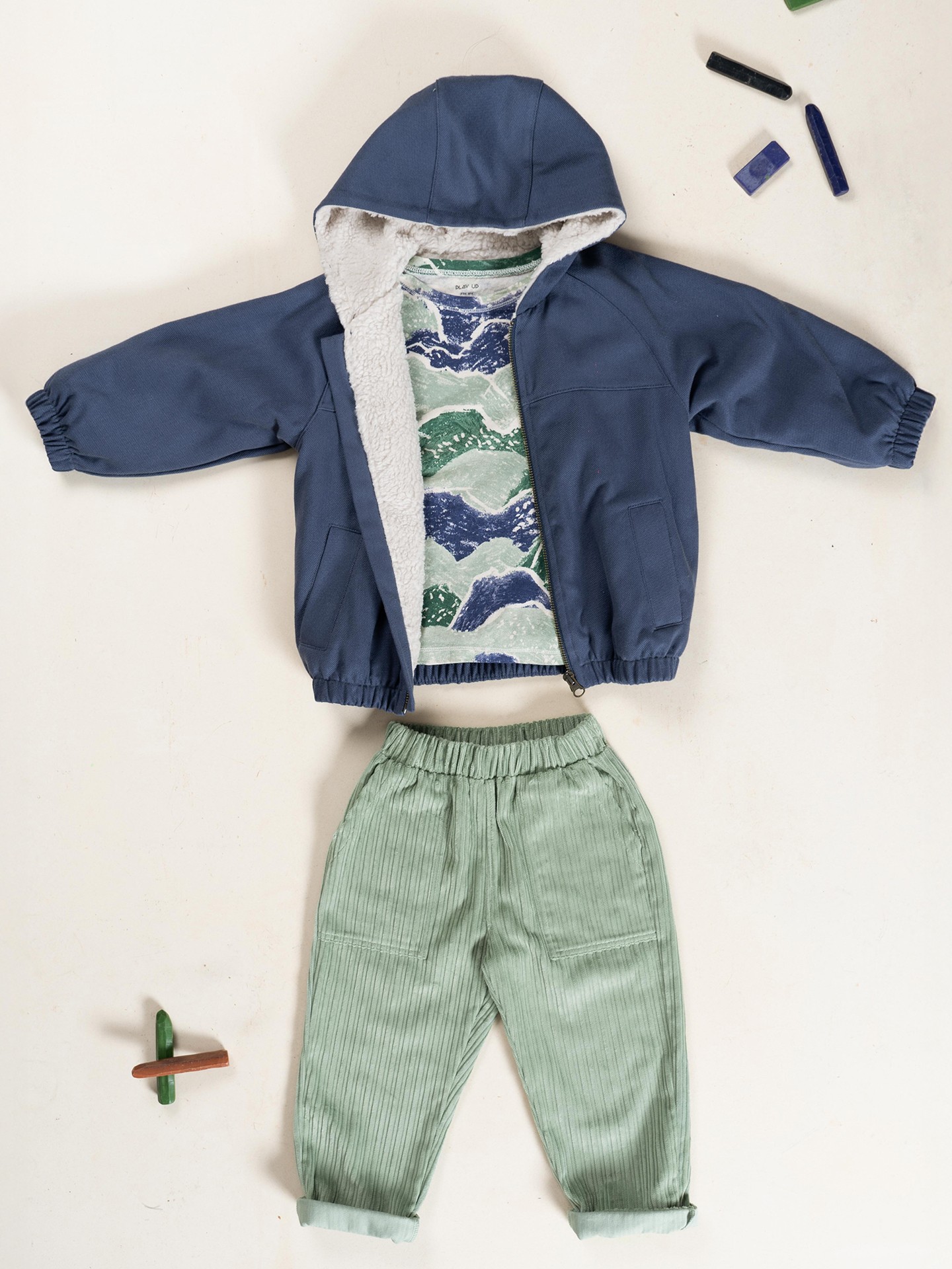 Jacket with fur lining in organic cotton