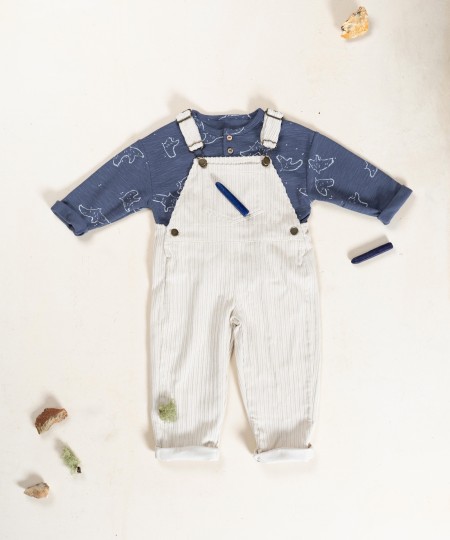 Tuta in velluto a coste con spalline regolabili