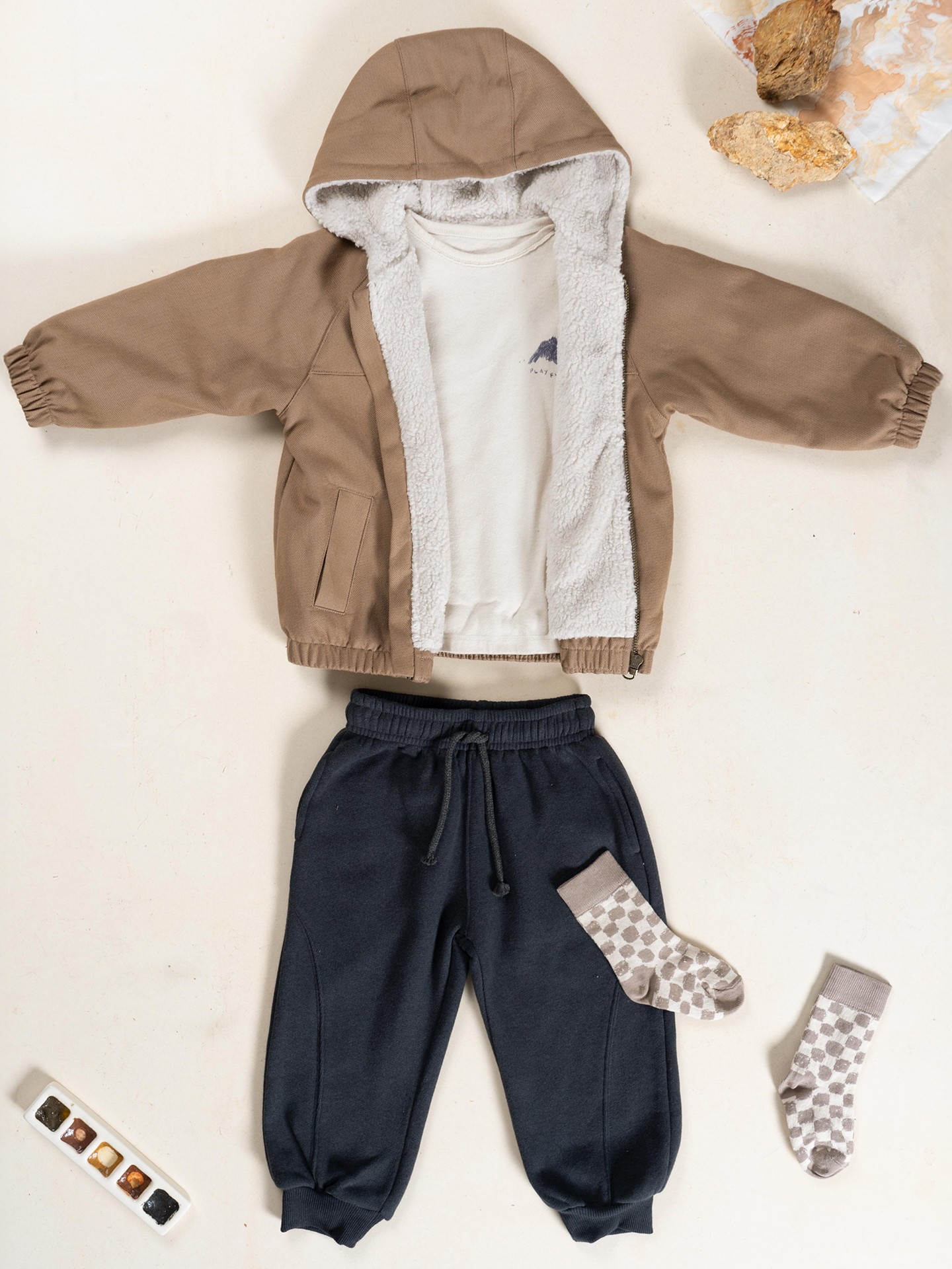 Coat with organic cotton fur lining