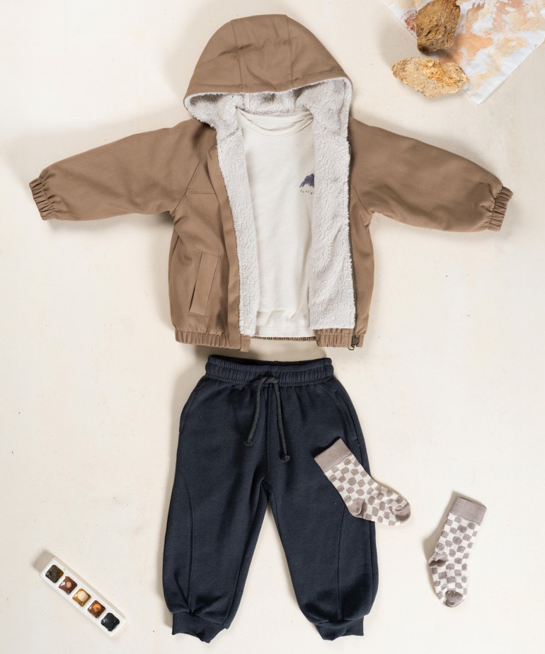 Coat with organic cotton fur lining