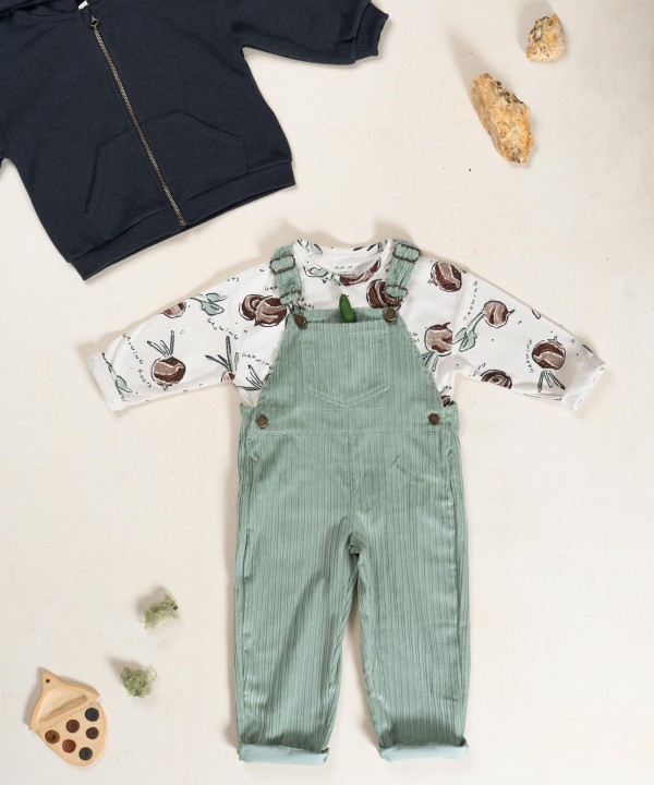 Corduroy jumpsuit with adjustable straps