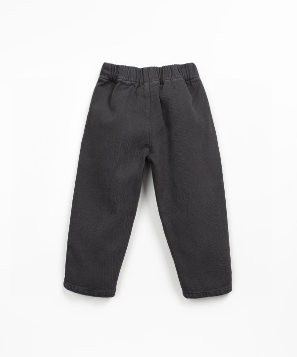Cotton twill trousers with elastic waistband