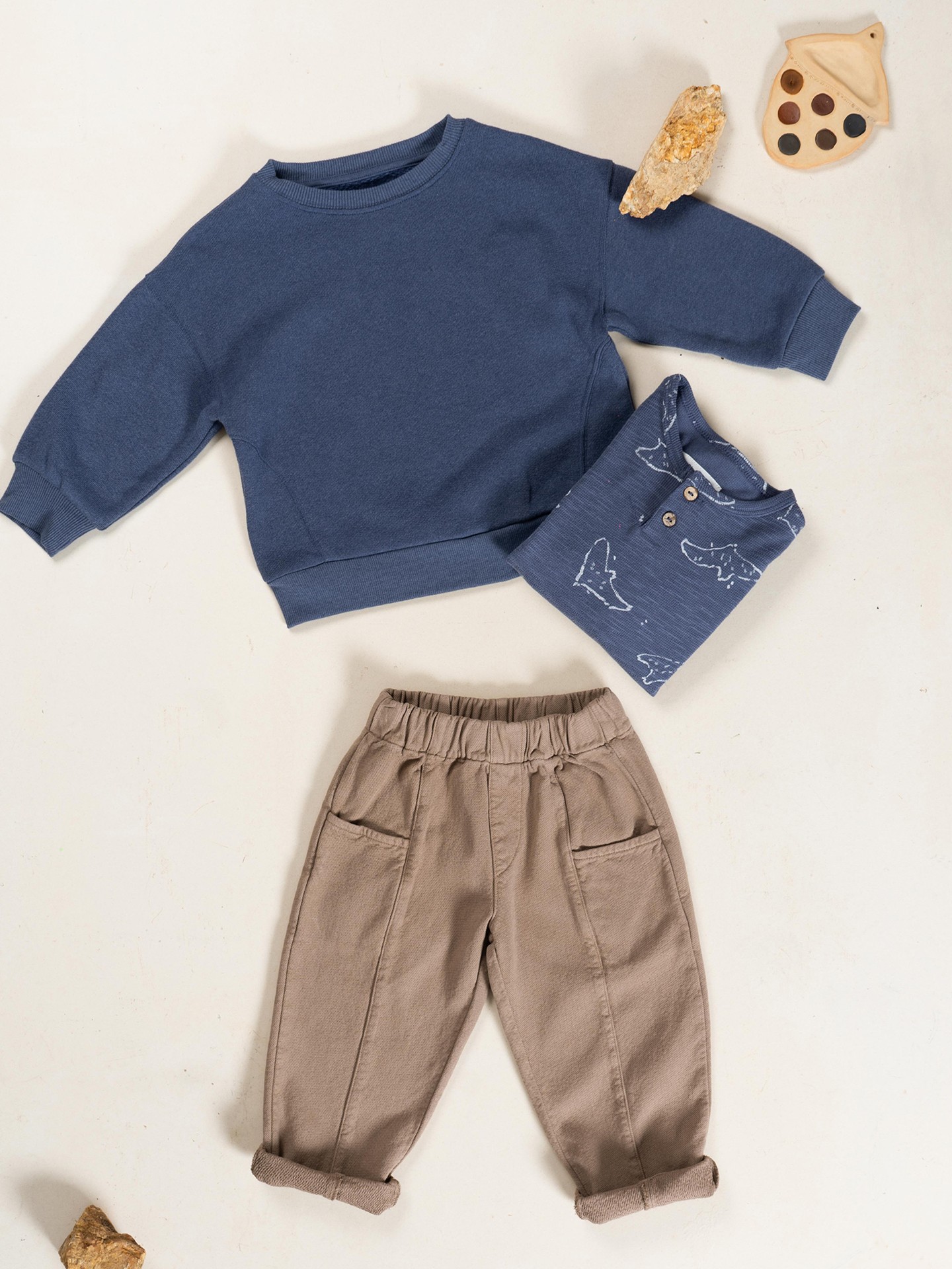 Pantalón de sarga de algodón con cintura elástica