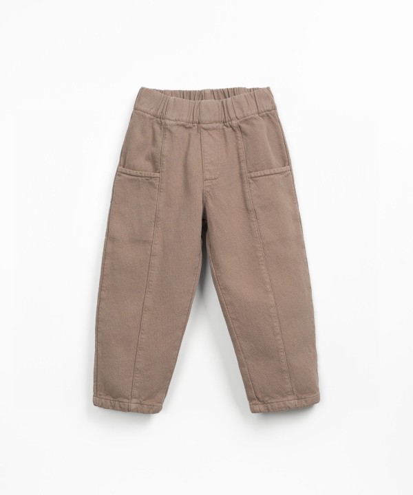 Cotton twill trousers with elastic waistband
