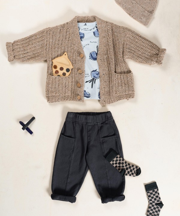 Cotton twill trousers with elastic waistband