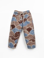 Trousers in natural fiber blend with print