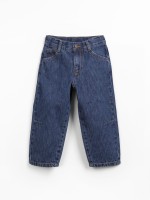 Cotton denim trousers with straight cut