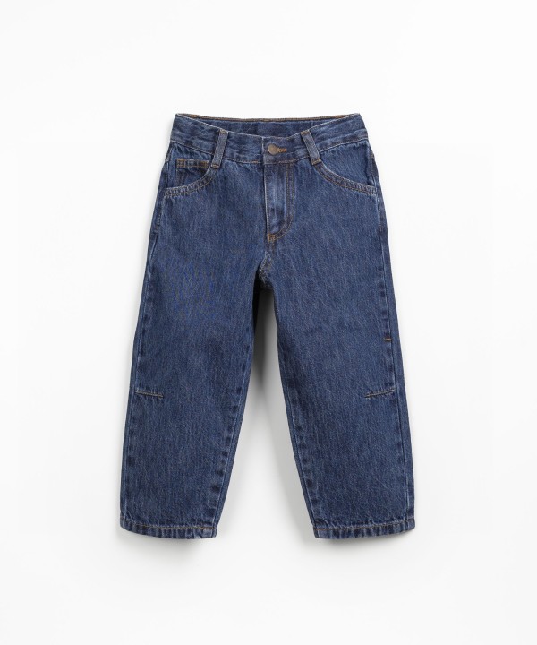 Cotton denim trousers with straight cut