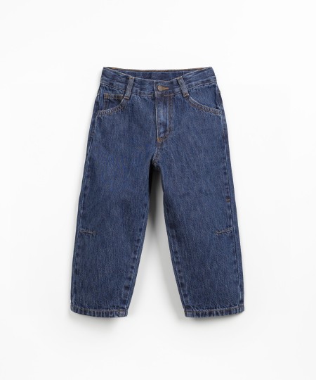 Cotton denim trousers with straight cut