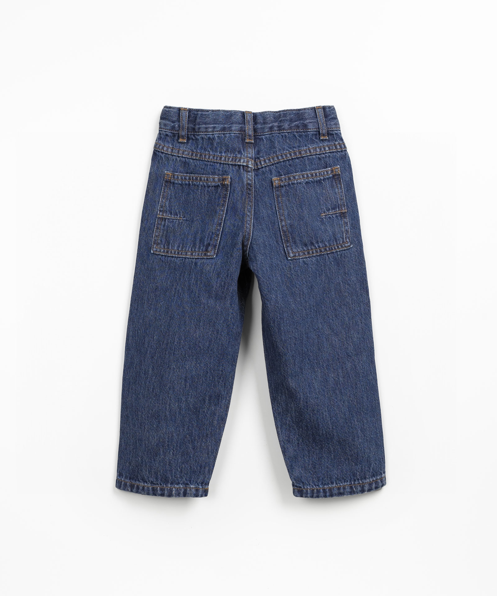 Cotton denim trousers with straight cut