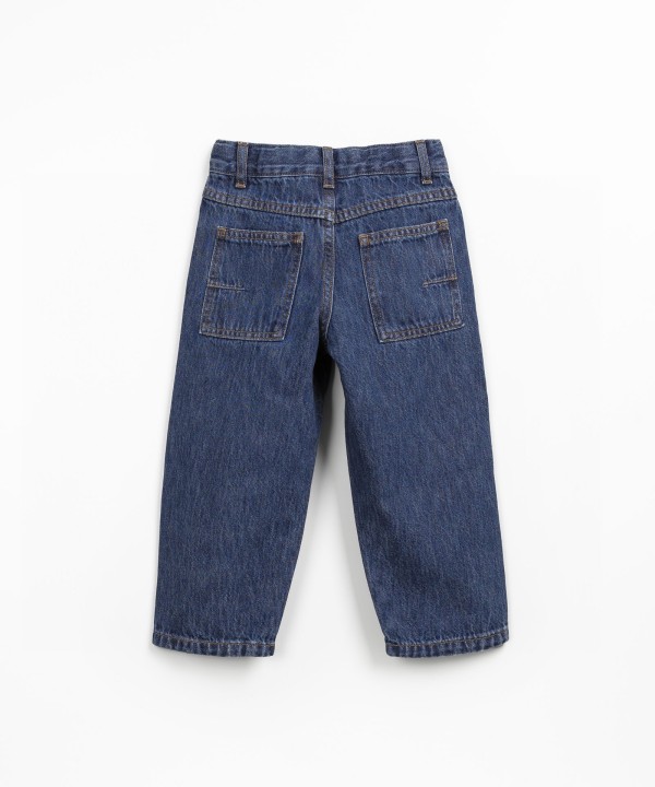 Cotton denim trousers with straight cut