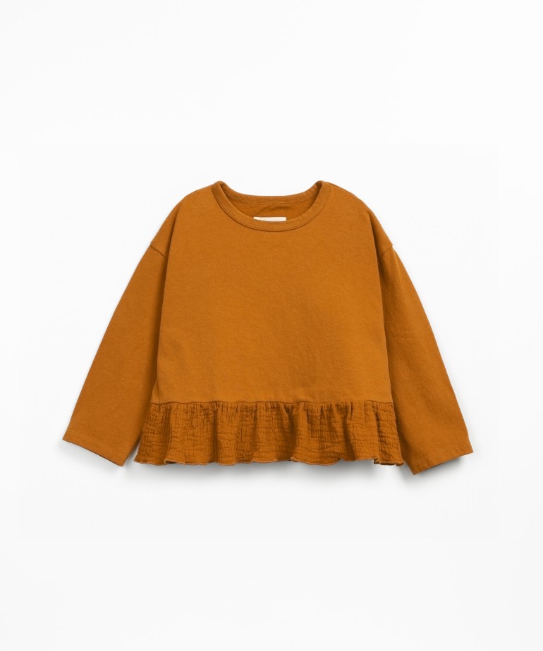 Tunic in jersey and woven fabric blend