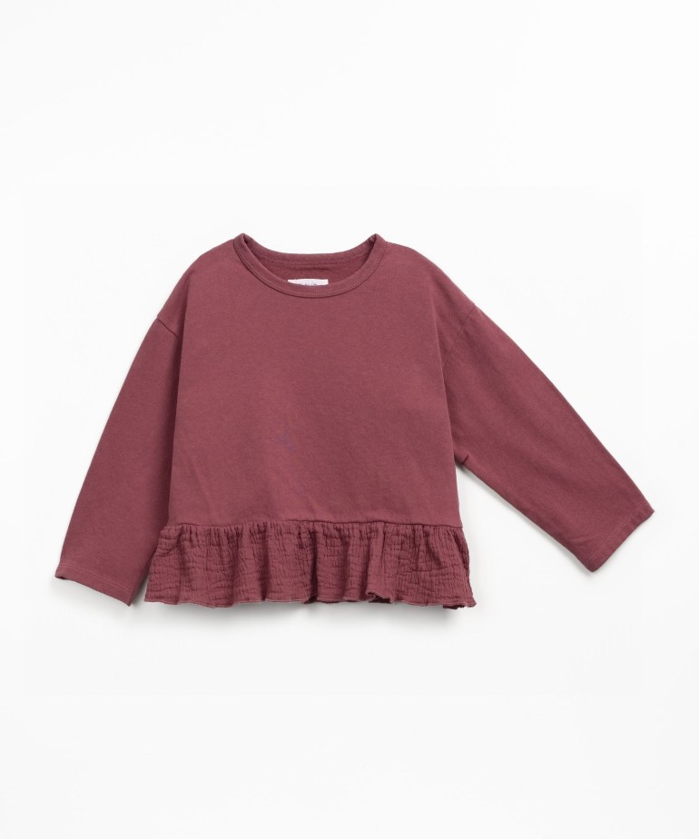 Tunic in knitted and woven fabric blend