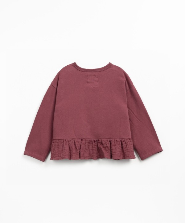 Tunic in knitted and woven fabric blend