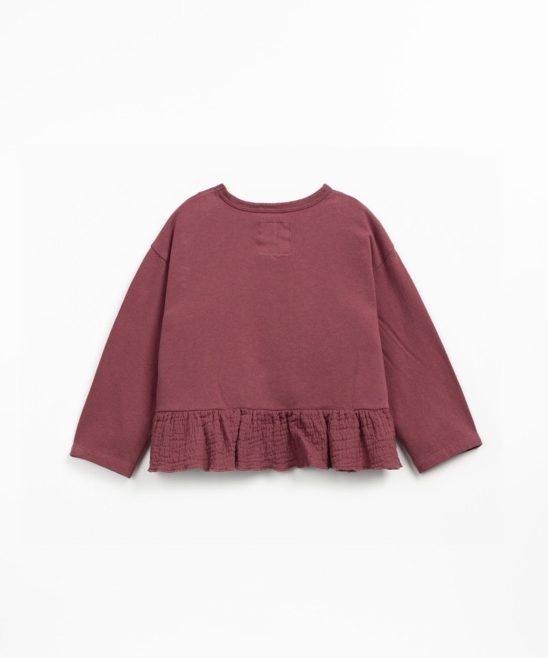 Tunic in knitted and woven fabric blend