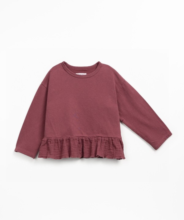 Tunic in knitted and woven fabric blend